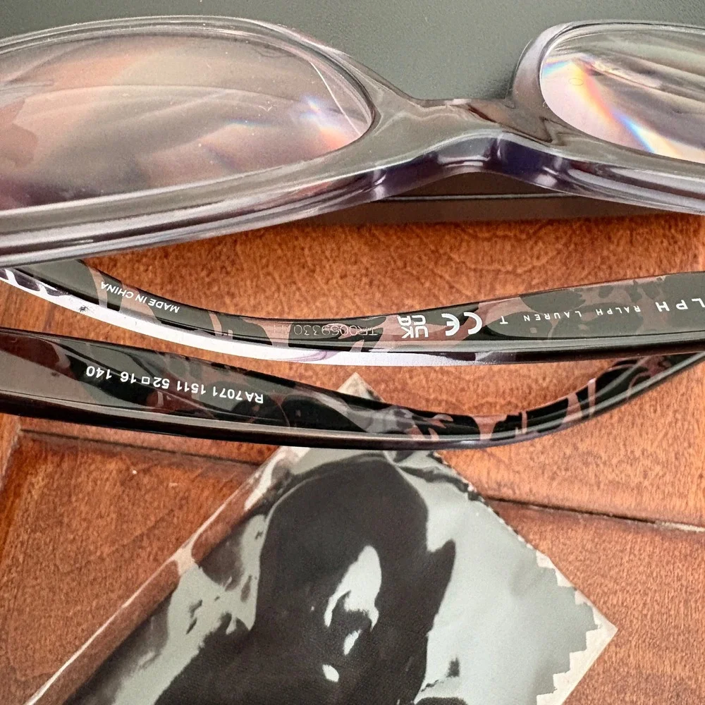 Ralph Eyeglasses RA7071 Floral Temple Square Frames, Womens 52-16-140 Grey